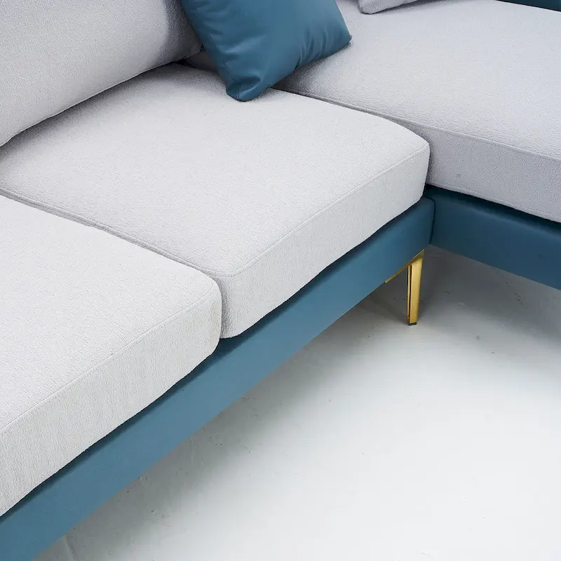 U-Shape Sectional Sofa 4-Seat Couch with Double Chaise Lounge