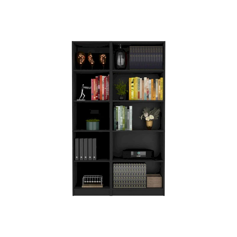 2-Piece Bookcase Set – Wide 5-Shelf and Narrow 4-Shelf