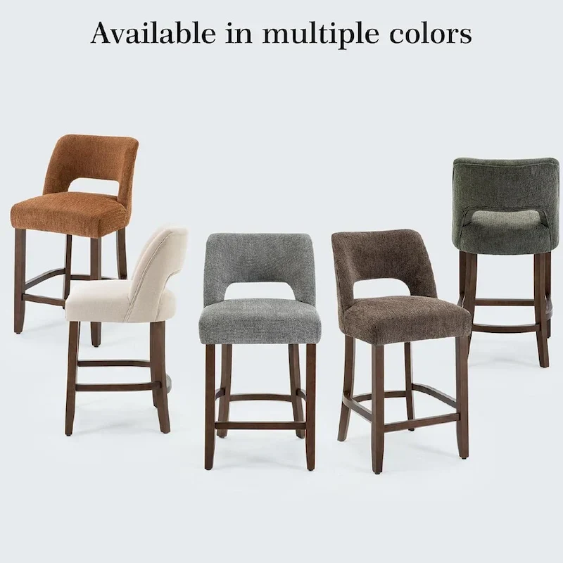 Set of 2 Wooden Bar Stools with Footrest