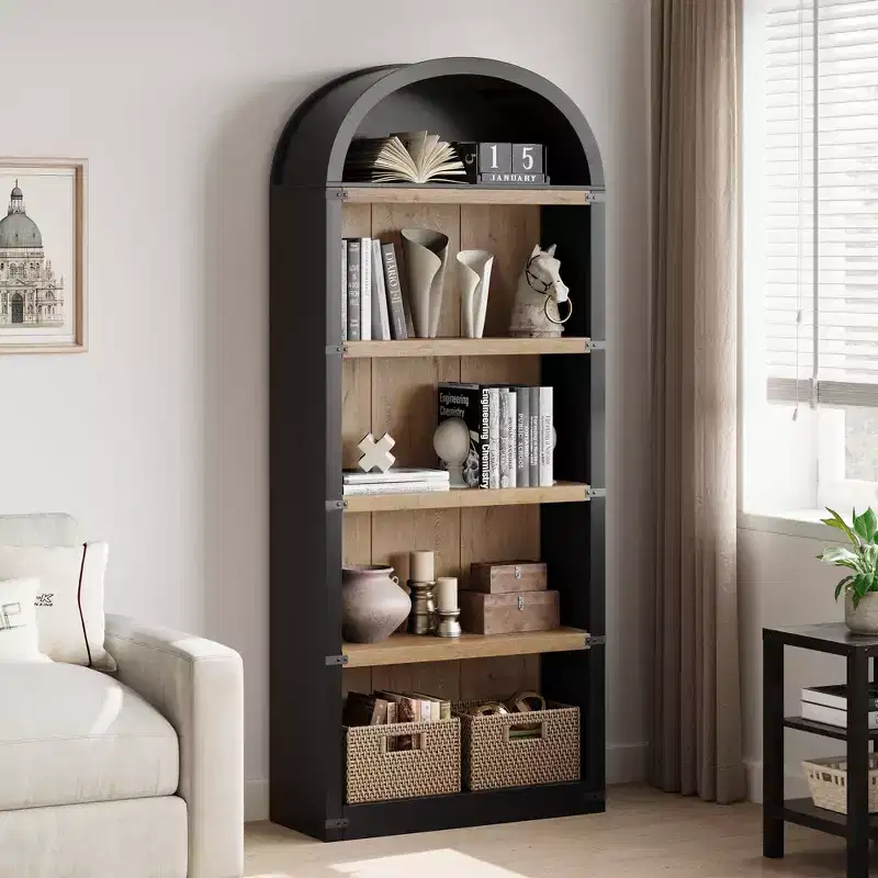 71 Tall Open Bookcase, Large 5-Tier Wooden Bookshelf for Display & Storage, Standing Shelf for Living Room, Home Office,Bedroom