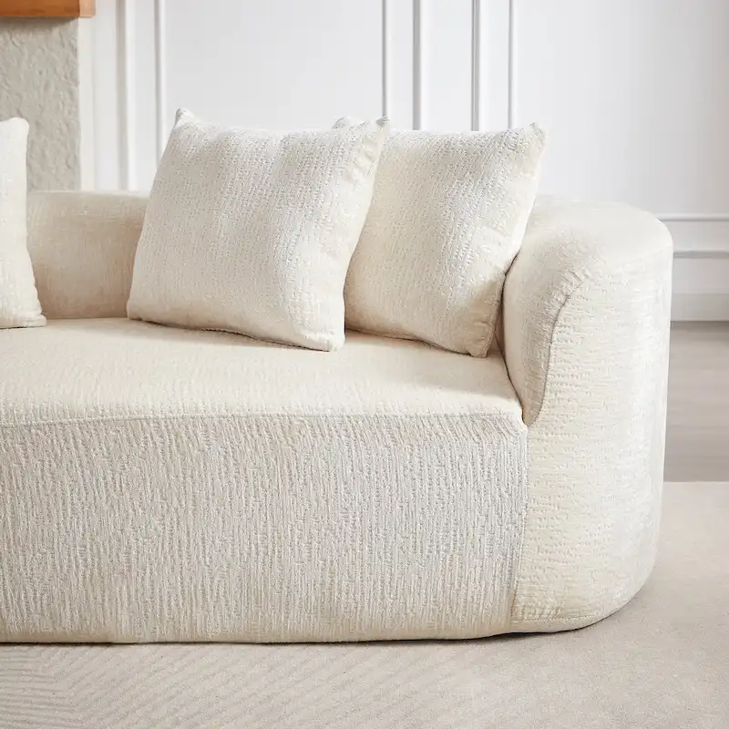 114 Chenille Cloud Sectional Sofa with Extra Deep Seating, and 4 Throw Pillows & No-Assembly Design