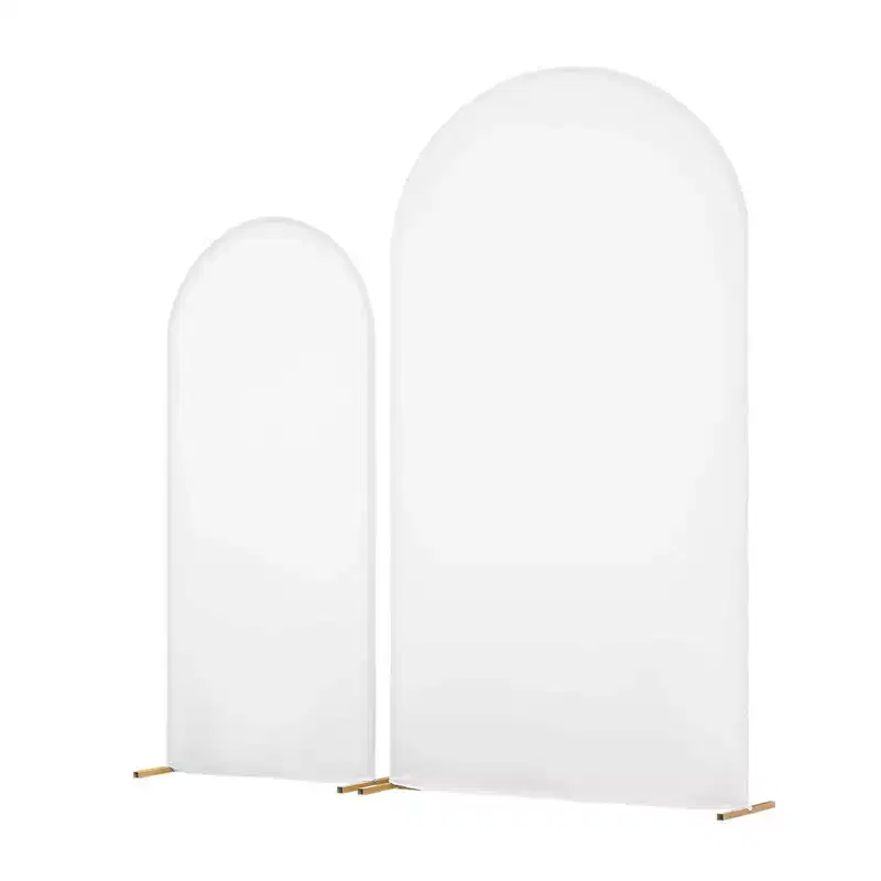 VEVOR Arch Backdrop Stand, Set of 2, 7.2 ft and 6 ft, Stable Structure, Easy Assembly, Gold Metal Arch Backdrop Stand with Cover, White & Gold