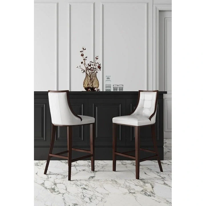 45 in. Walnut Beech Wood Bar Stool (Set of 2)