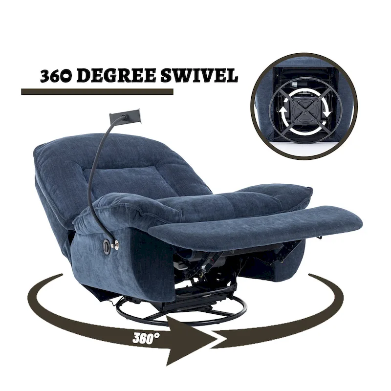 Clihome Adjustable Swivel Chenille Recliner with Phone Holder