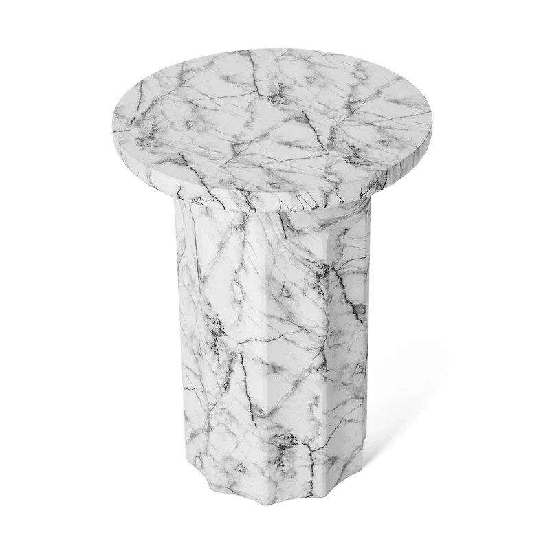Glitzhome 20.75H Modern MGO Faux Marble Side Table