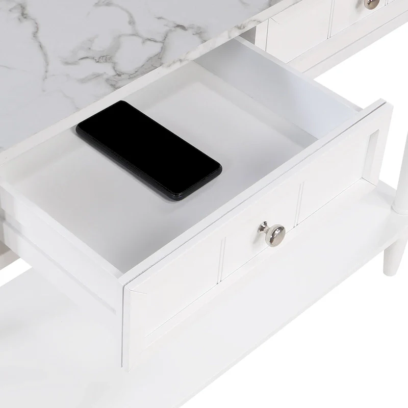 French Country 2 Drawer Hall Table with Shelf