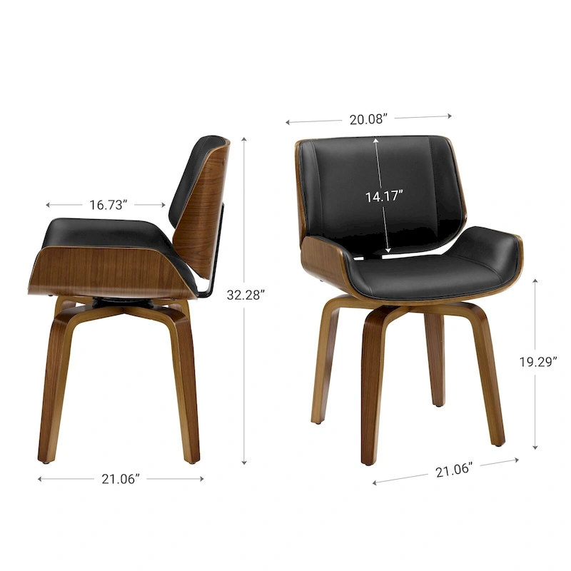 Art Leon Mid-century Faux Leather Swivel Bentwood Dining Chair