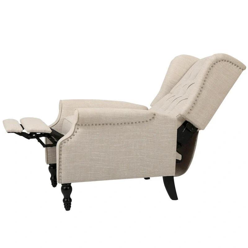 Tufted Fabric Wingback Recliner Club Chair