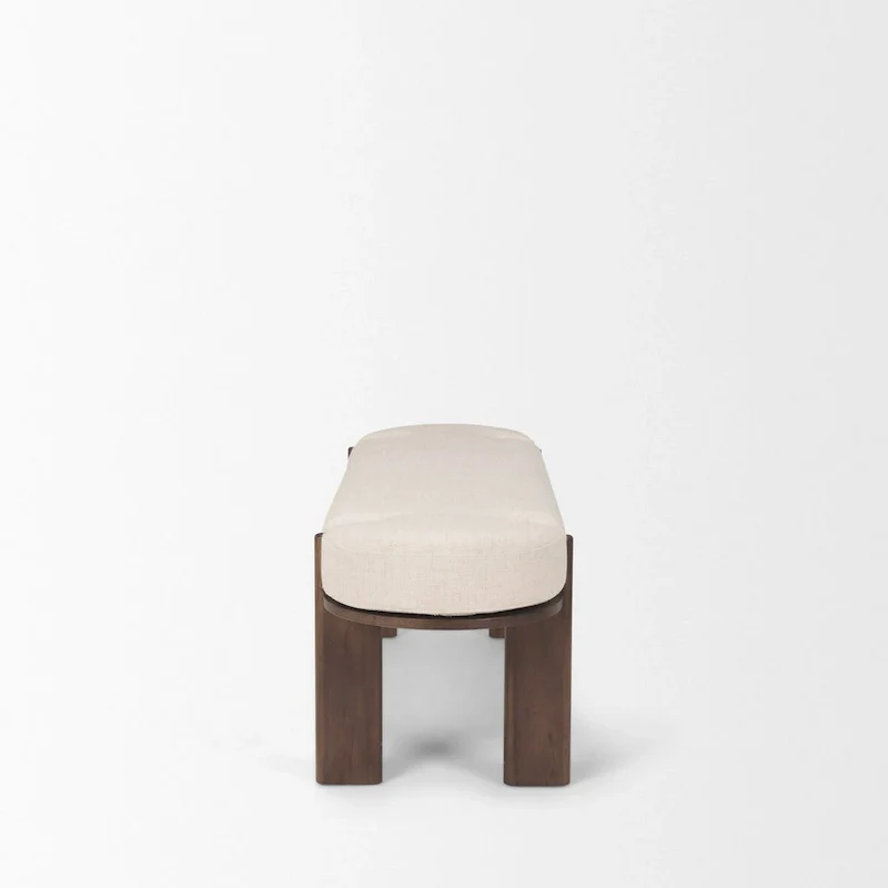 Dark Elm Wood w/ Oatmeal Fabric Bench
