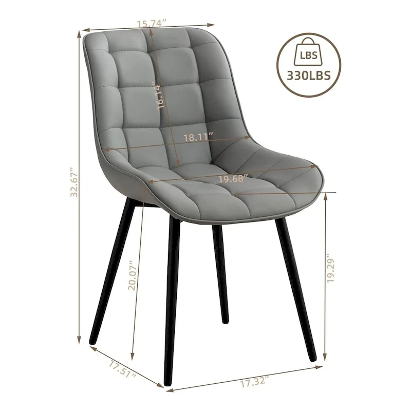 XINMICS Modern Upholstered Faux Leather Dining Chairs Set of 2