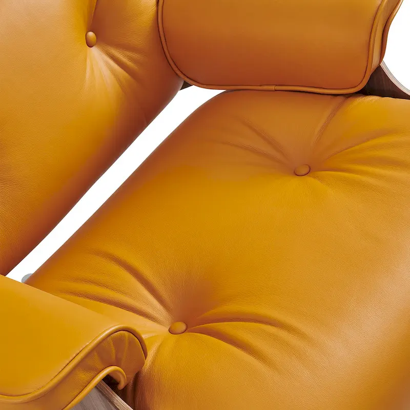 Mid-century Modern Lounger Real Leather Arm Chair and Ottoman Set