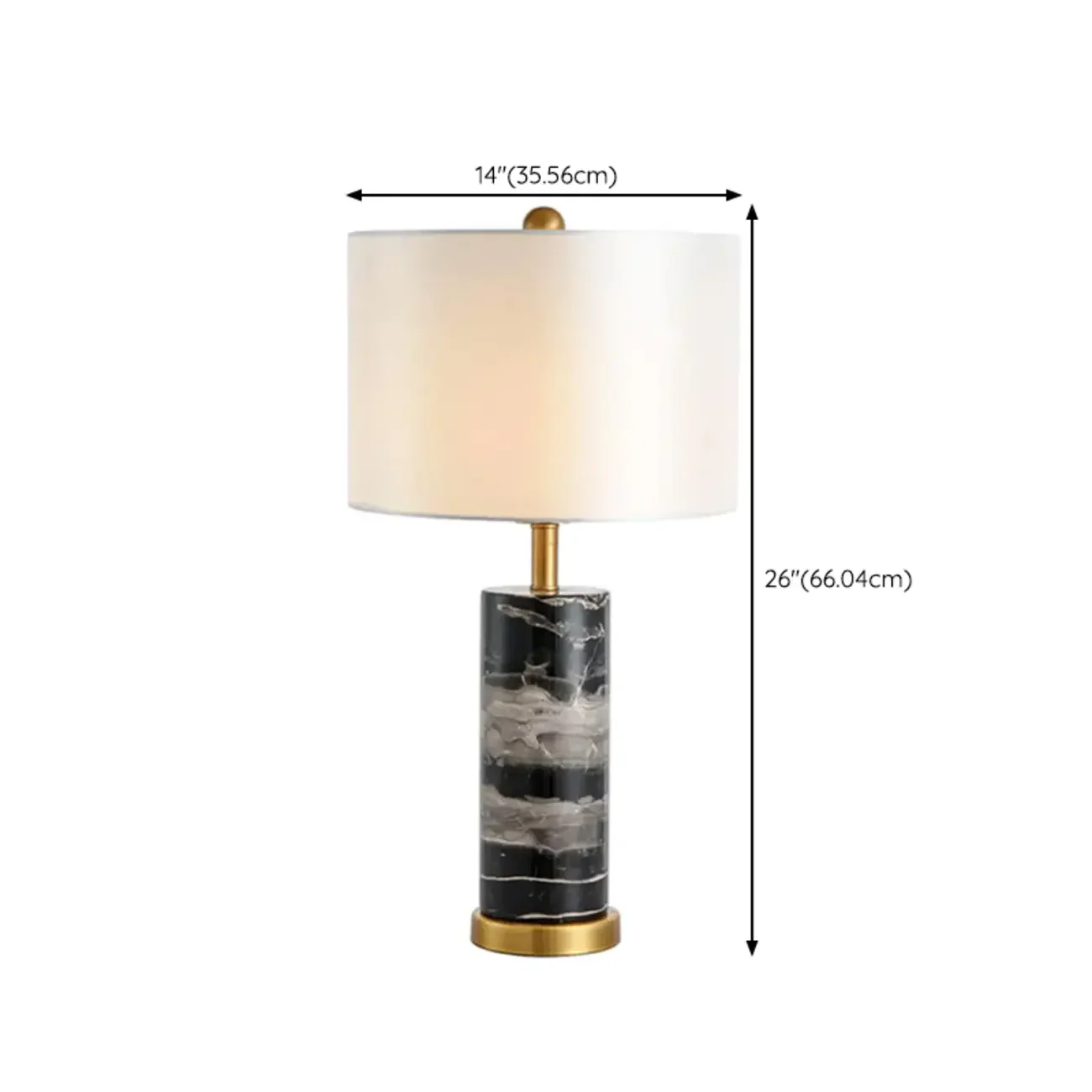 Modern Cylinder Stone Table Lamp with Fabric Shade