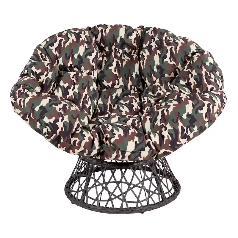 Orange / Purple / White / Green / Camo Wicker Swivel Papasan Chair – Single