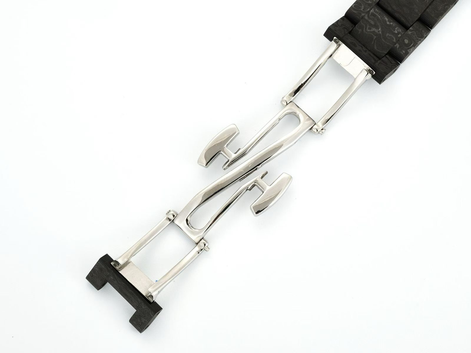 Replica Daytona polished steel folding clasp and deployant buckle