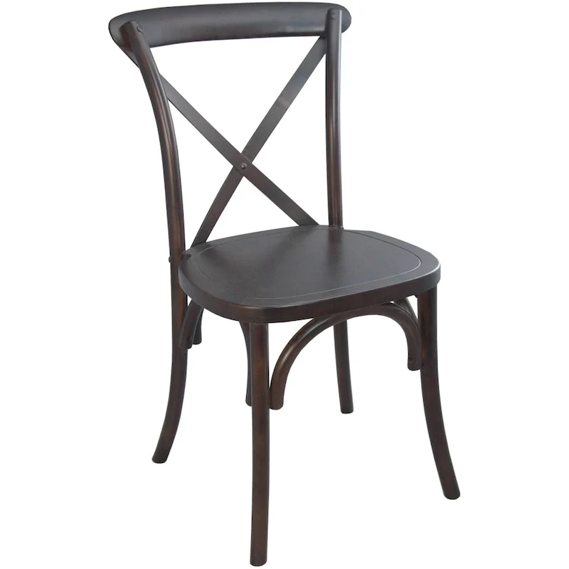 Modern Solid Wood Stacking Cross Back Dining Chairs (Set of 2)