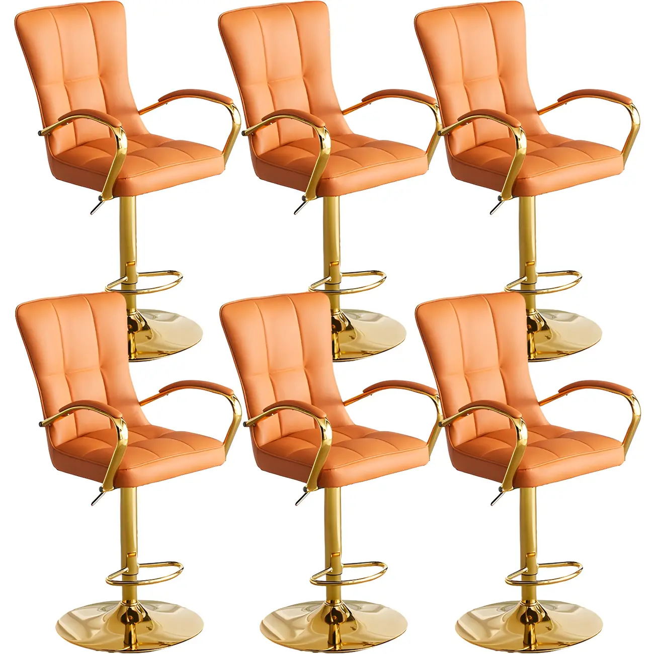 Glam Leather Adjustable Bar Stools with High Back