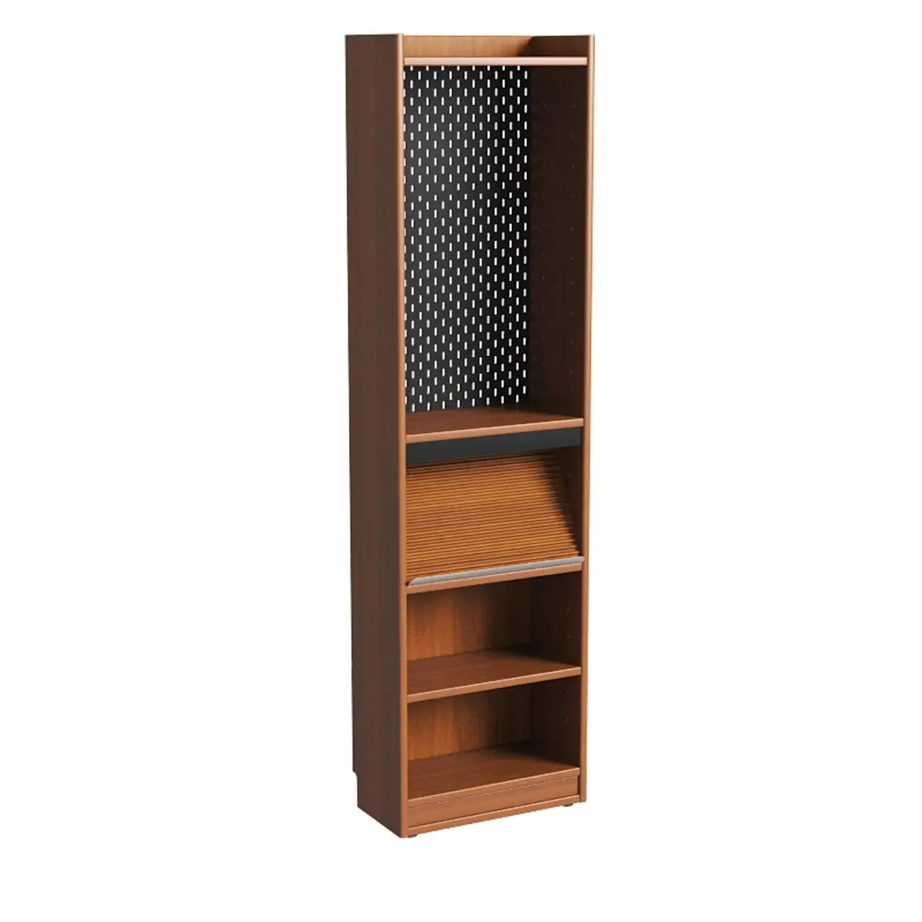 Tall Scandinavian Vertical Walnut Closed Back Wood Bookcase