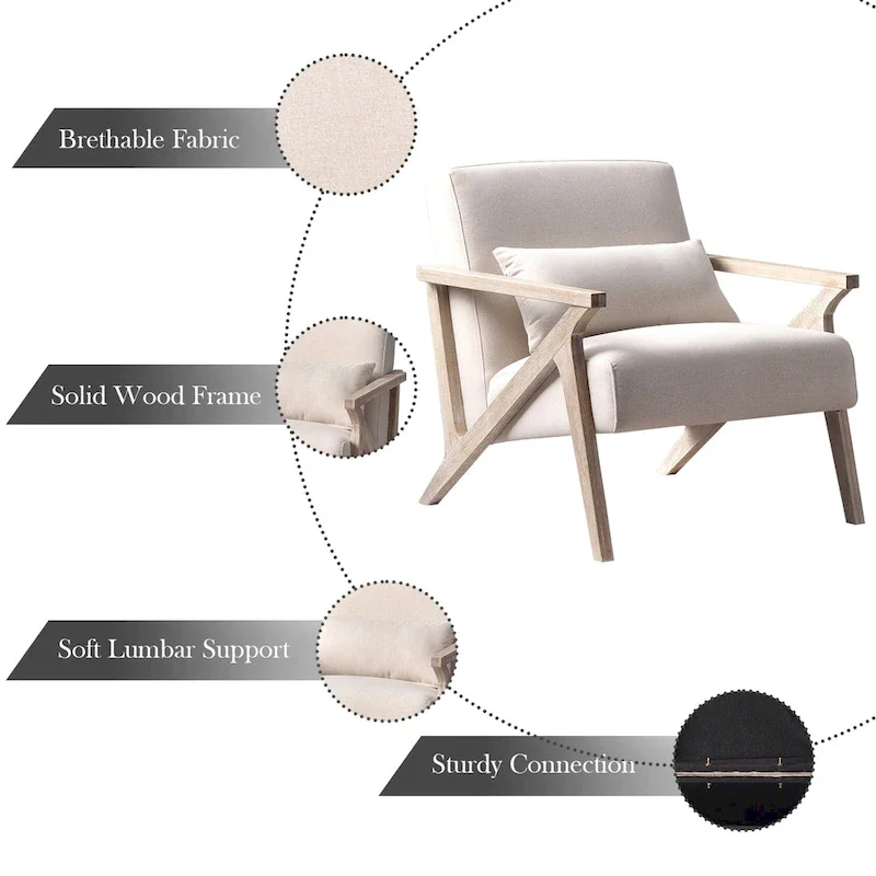 Accent Armchair Solid Hardwood Upholstered