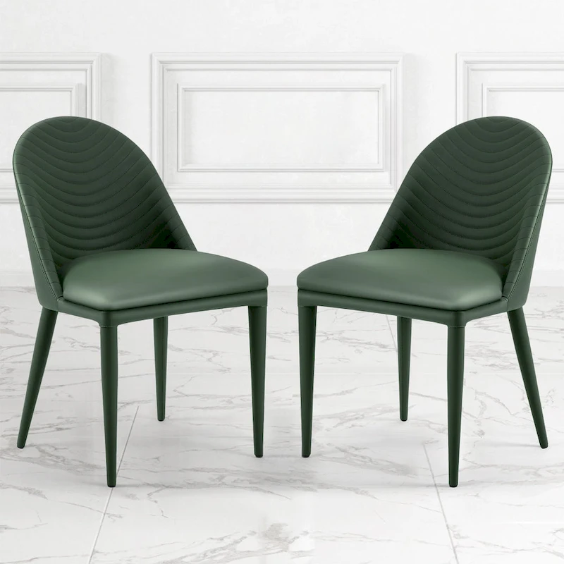 Fully Assembled Microfiber Leather Upholstered Dining Chairs, Set of 2 - 22.44 D x 18.5 W x 32.28 H