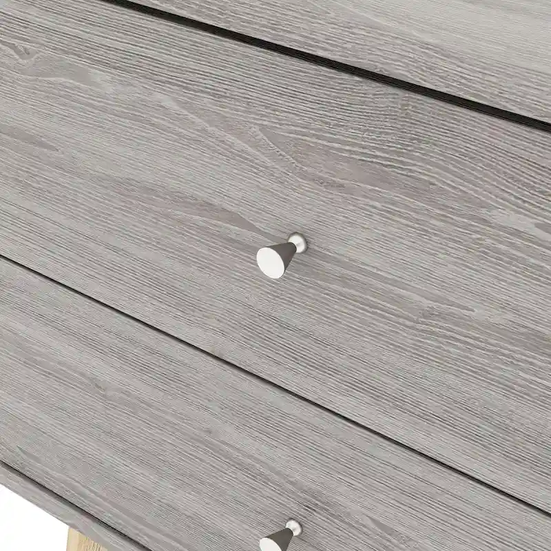 Mid-Century Modern Nightstand - Distressed Grey - 2 Drawers