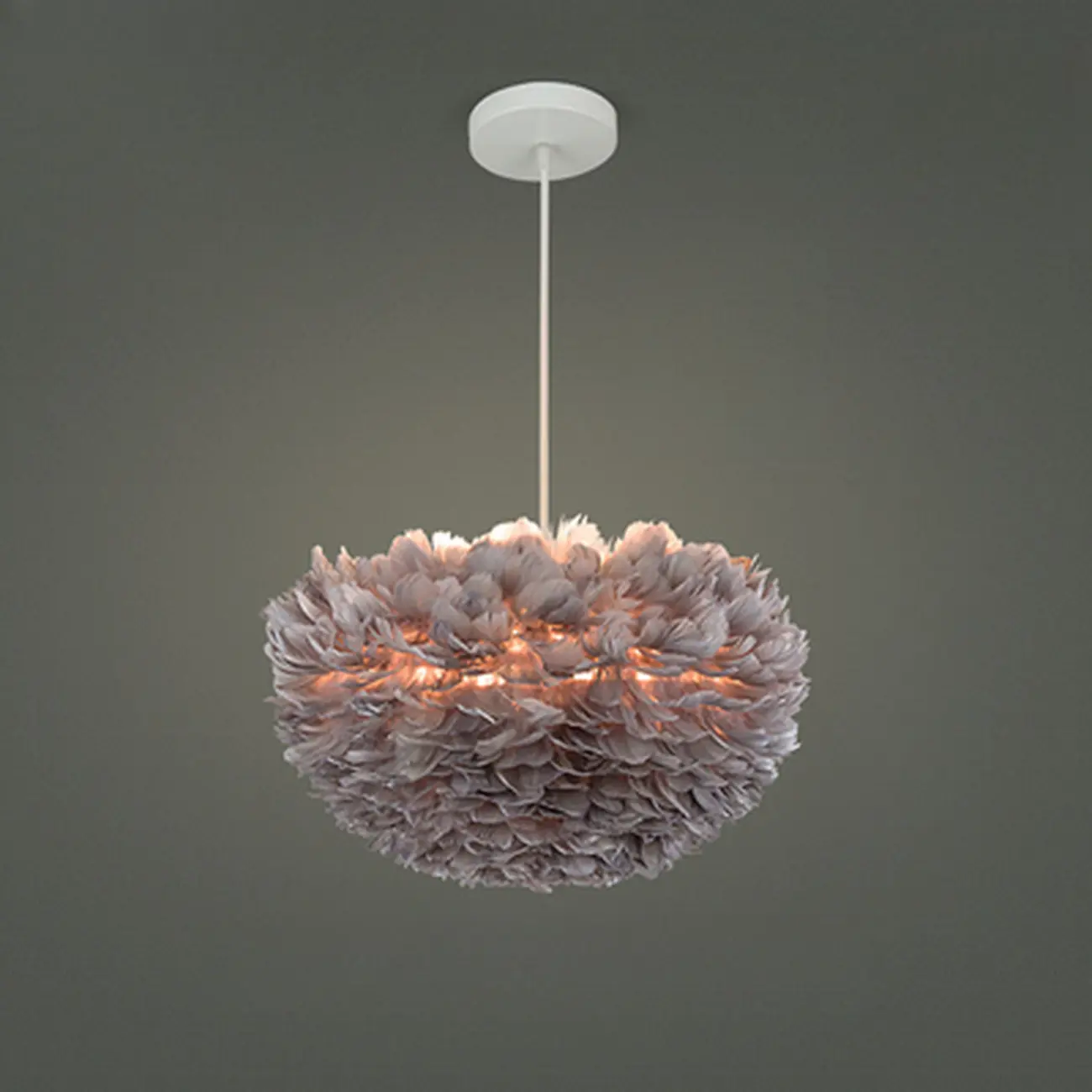 Modern White Feather Pendant Light Height Adjustable