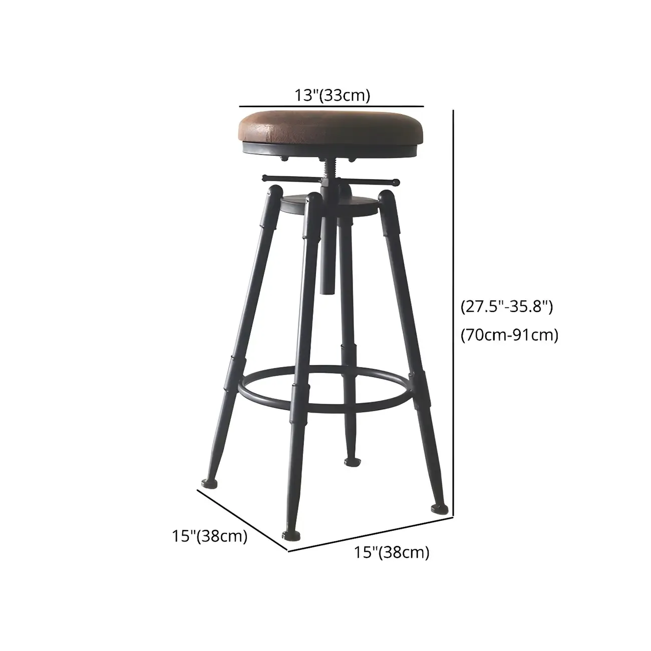 Industrial Metal Leather Swivel Bar Stools with Back