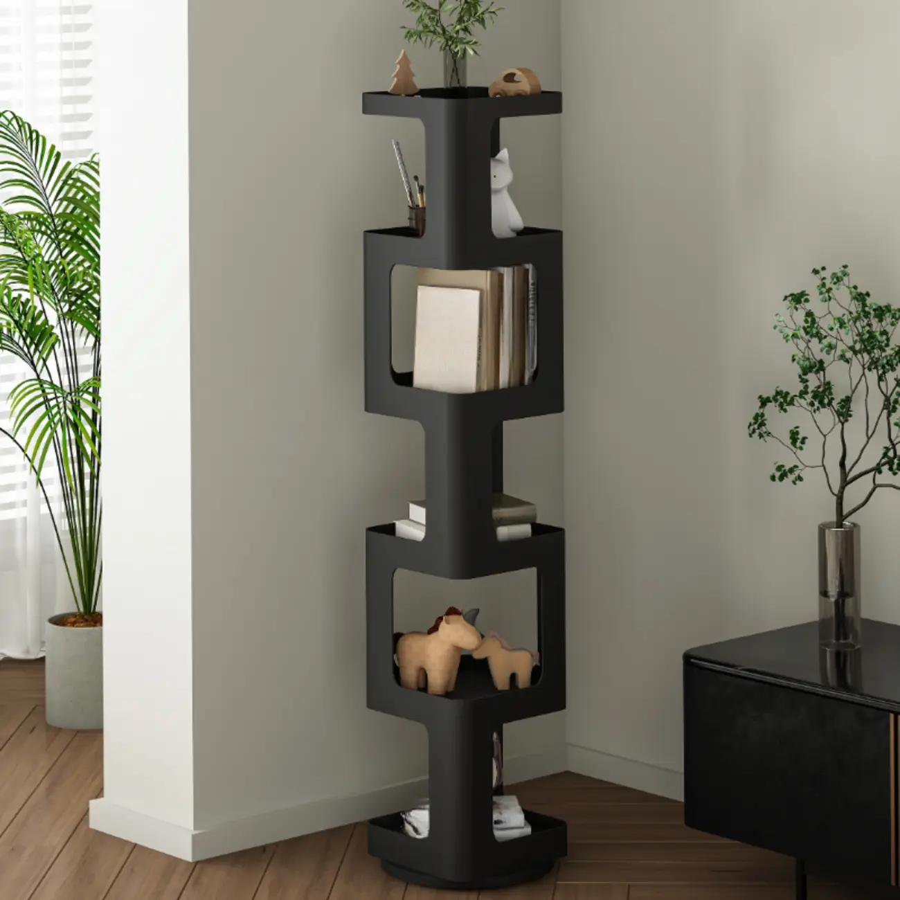 Chic Rotatable 4-Tier Vertical Metal Open Back Bookcase