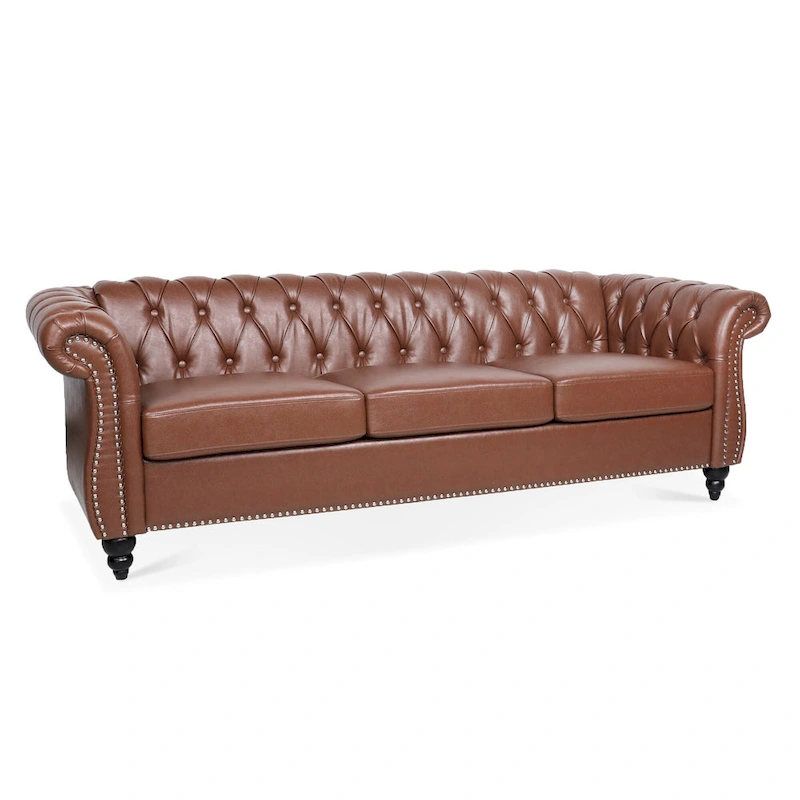 Naro Mid-Century 84 Modern 3 Seater Chesterfield Sofa Couches by Christopher Knight Home