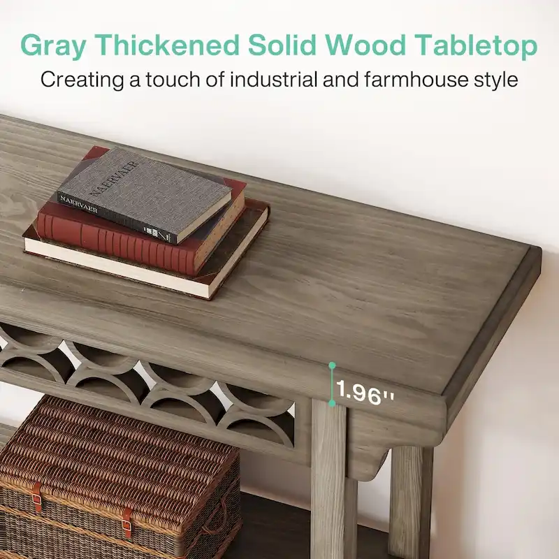 Solid Wood Sofa Table Narrow Long for Living Room Entryway
