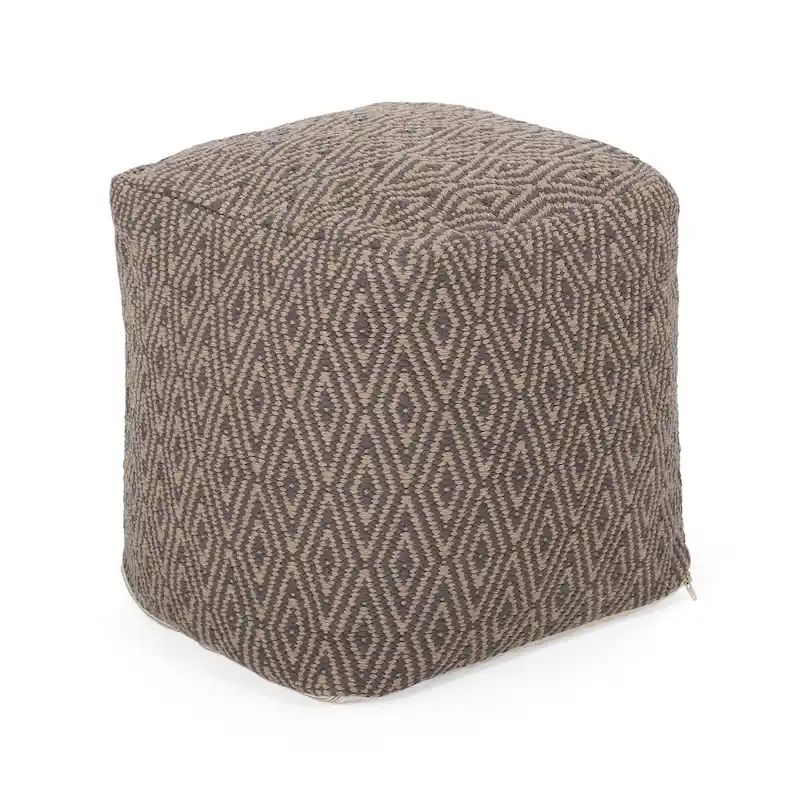 Boven Hand-Crafted Cotton Cube Pouf by Christopher Knight Home