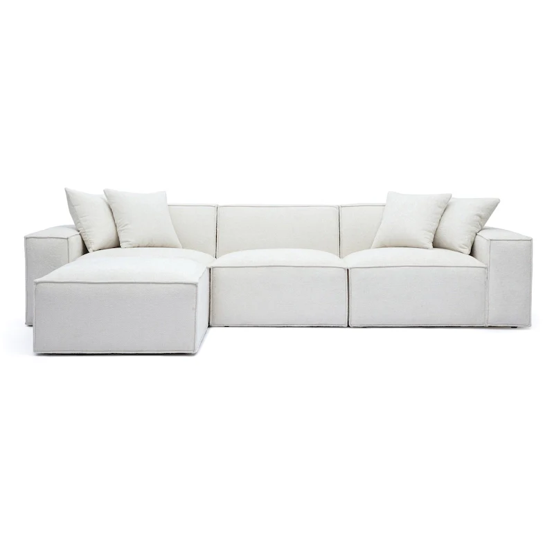 Chenille Basketweave Modular Sectional Sofa - Cream/Charcoal/Taupe - 4-6 Seater