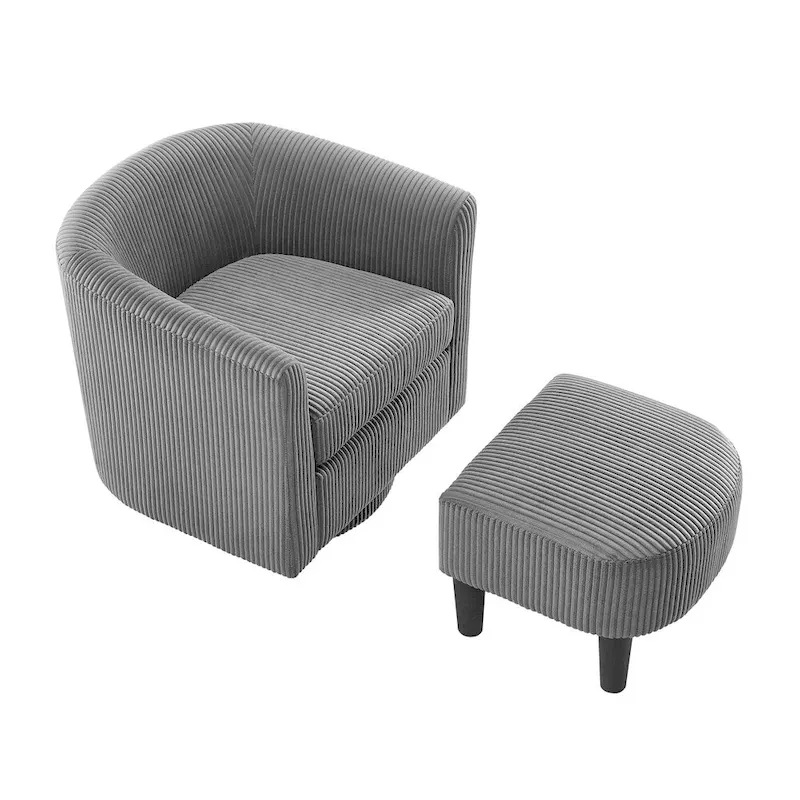 Swivel Accent Single Sofa Chair with Ottoman