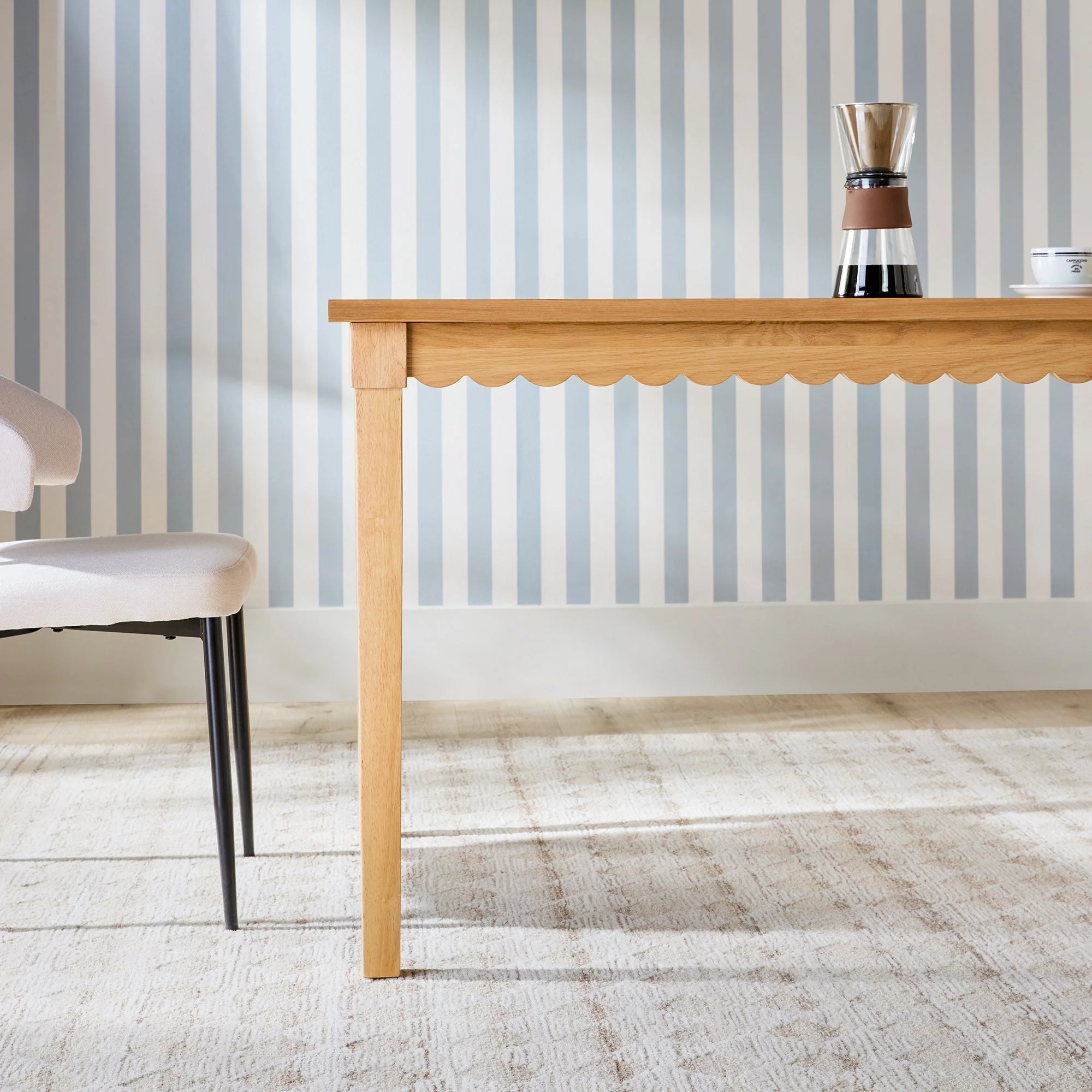 Paisley Modern Scalloped Easy Assembly 70 Rectangular Dining Table