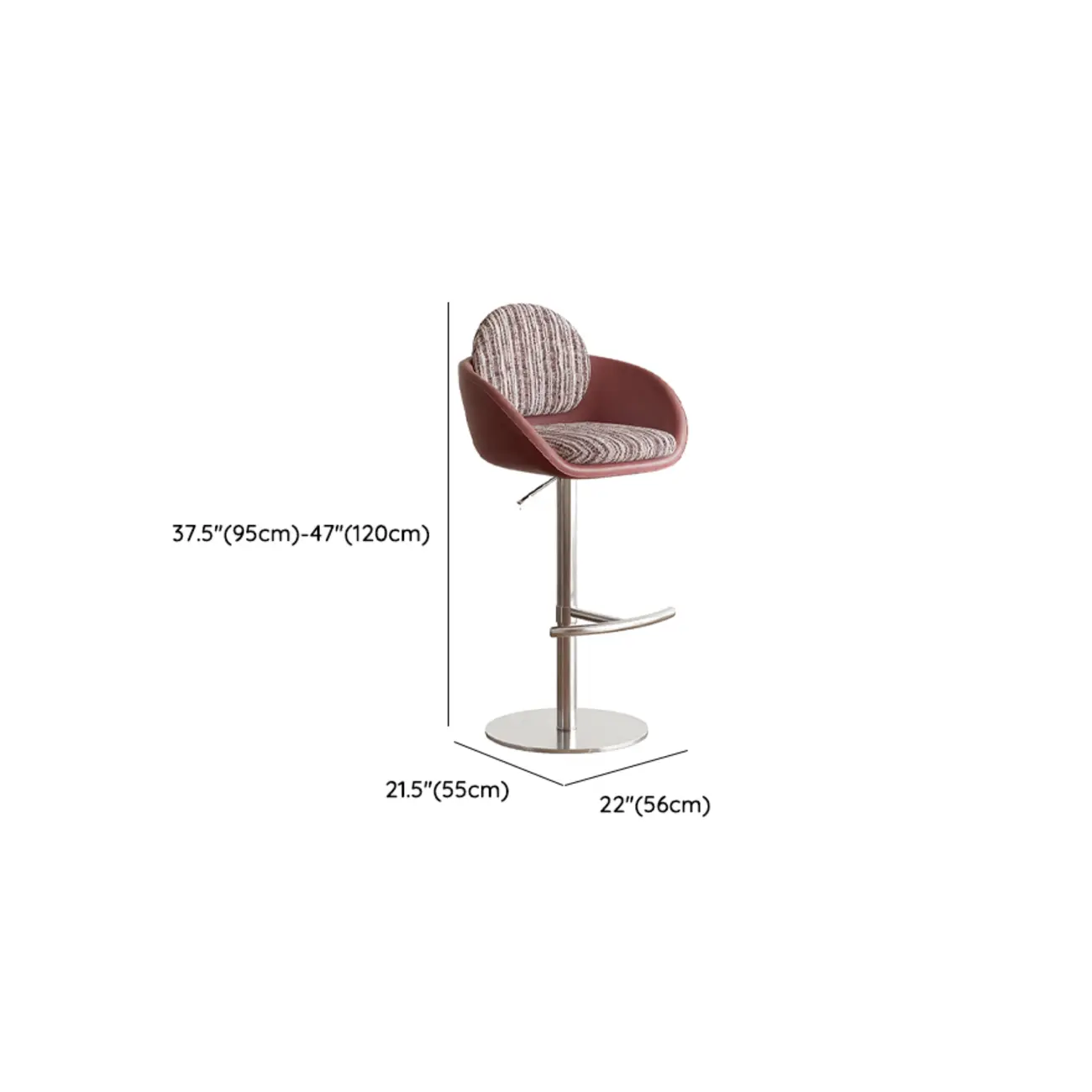 Modern Swivel Fabric Upholstered Bar Stools Stainless Steel