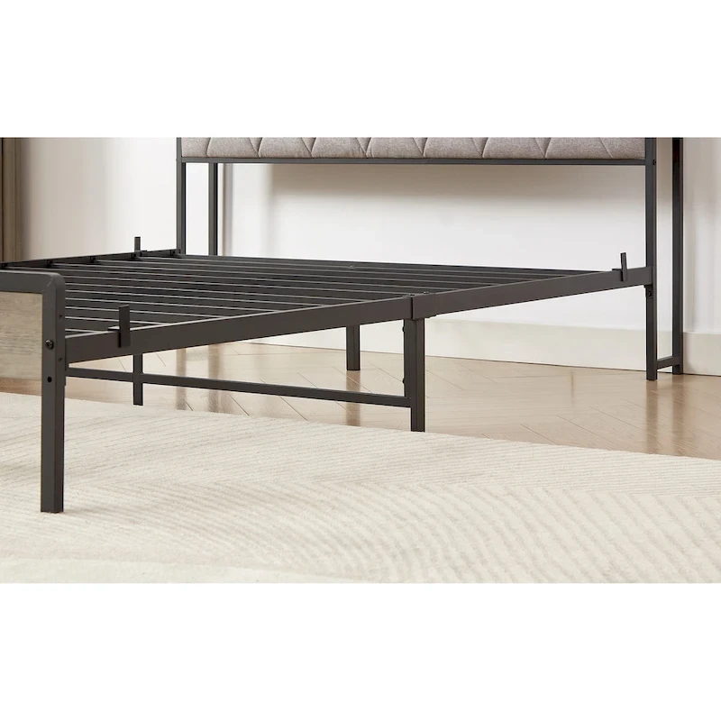 Grey & Queen Bed with Charging Station