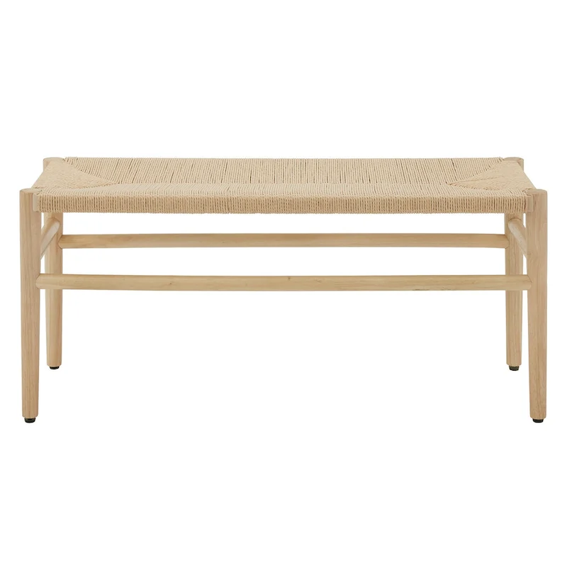 Natural Wood Bench with Woven Rope Seat - 2 Person