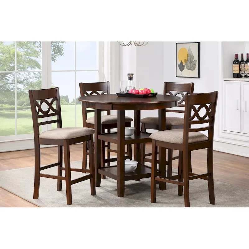 Beige/Grey/Brown Counter Height Dining Set, 5-Piece (Seats 4)