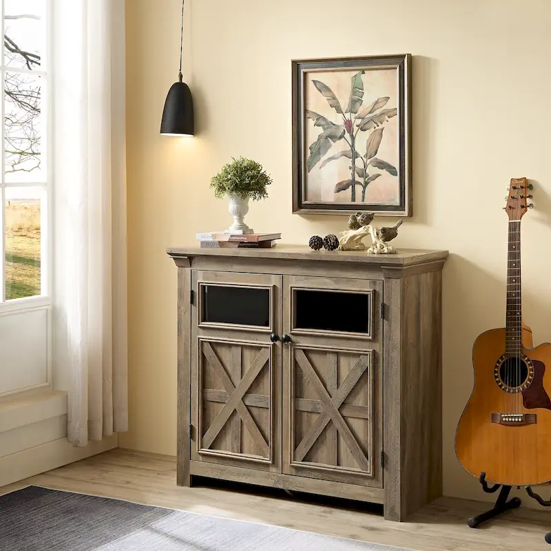 Brown/Espresso Vintage 2-Door Glass Cabinet – Single Unit