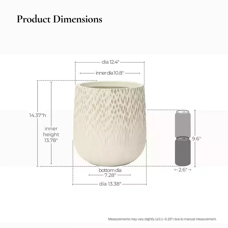 LuxenHome Antique Off-White Round Planter, Deep-to-Light Gradient Texture, Tapered Design