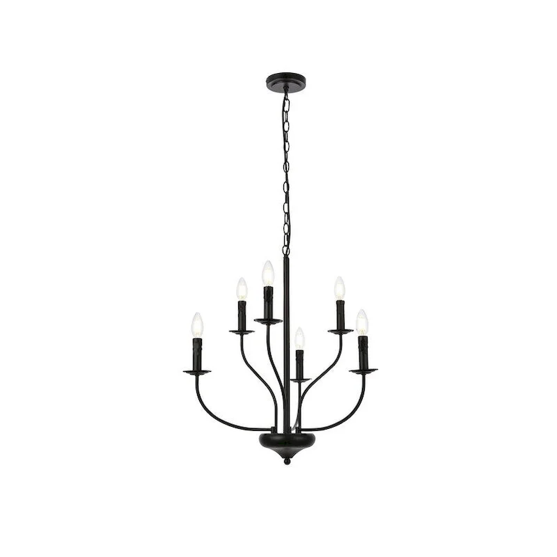 Wylda 6 Light Pendant in black - 24 Inch
