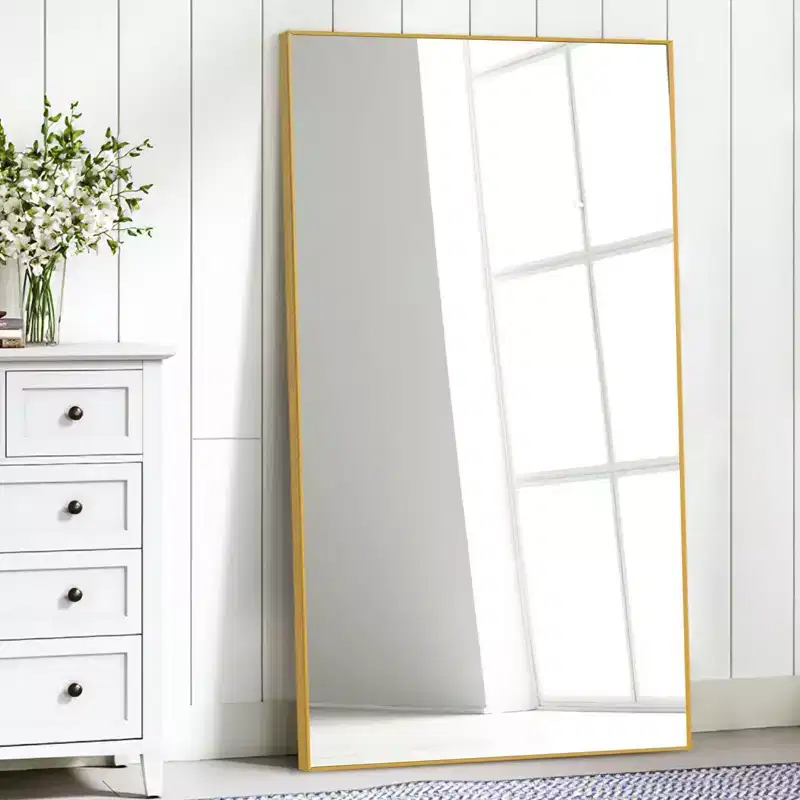 PexFix 51x31 Aluminum Fine Edge Right Angle Rectangle Full Length Mirror-Without Stand