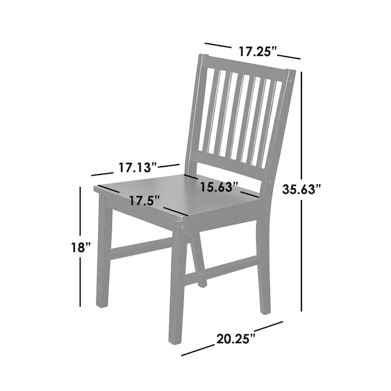 Solid Rubberwood Slat Back Dining Chairs – Espresso / Black / White / Charcoal Grey