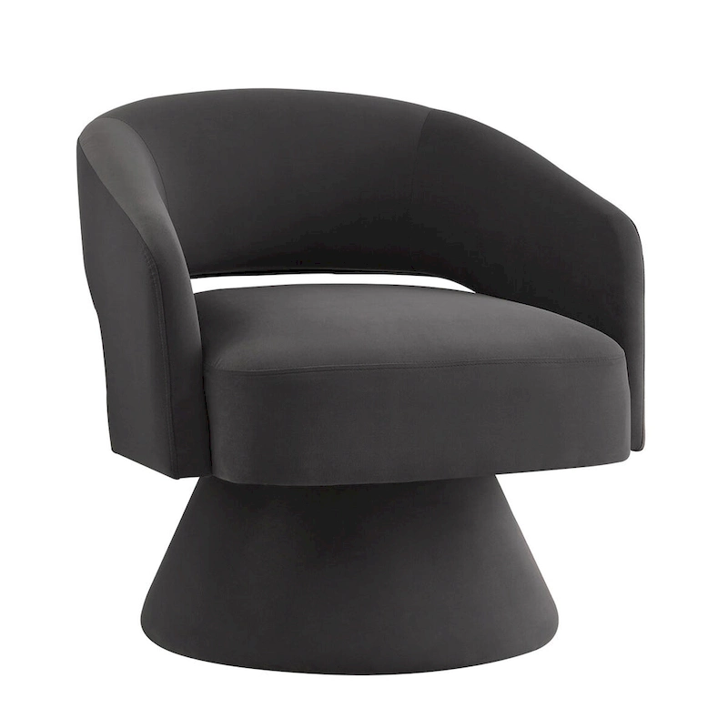 Upholstered Velvet Swivel Accent Chairs with Open Backrest