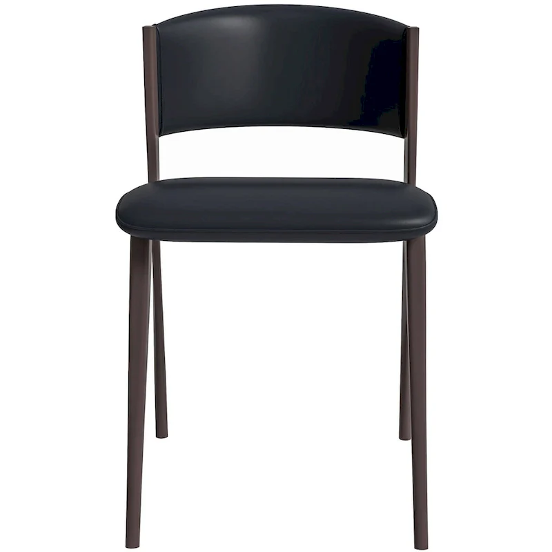 Dining Chair - Black Leather - Metal Legs