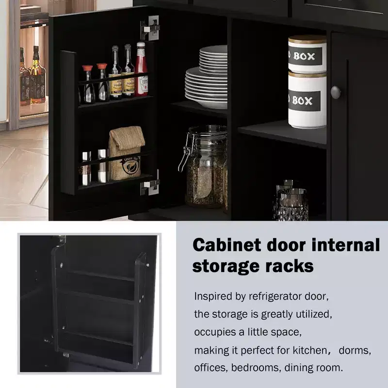 Whisen Modern Kitchen Island with Spice Rack and Towel Holder