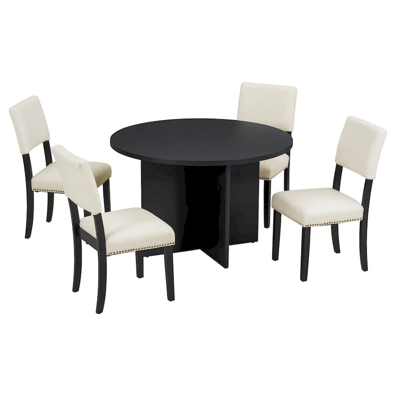 Modern 5-Piece Round Dining Table Set