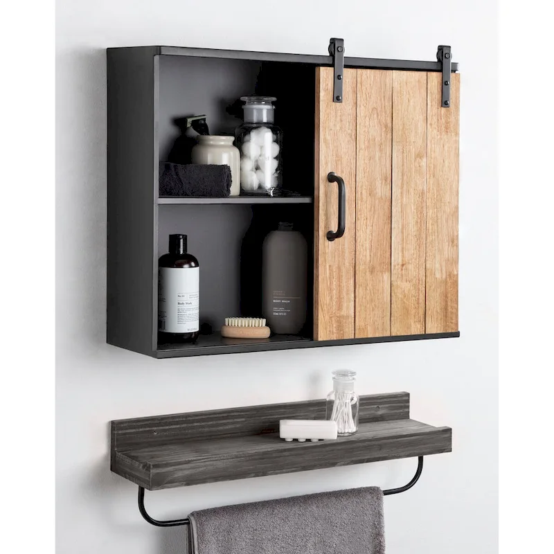 Kate and Laurel Samuels Sliding Barn Door Cabinet - 24x7.25x20