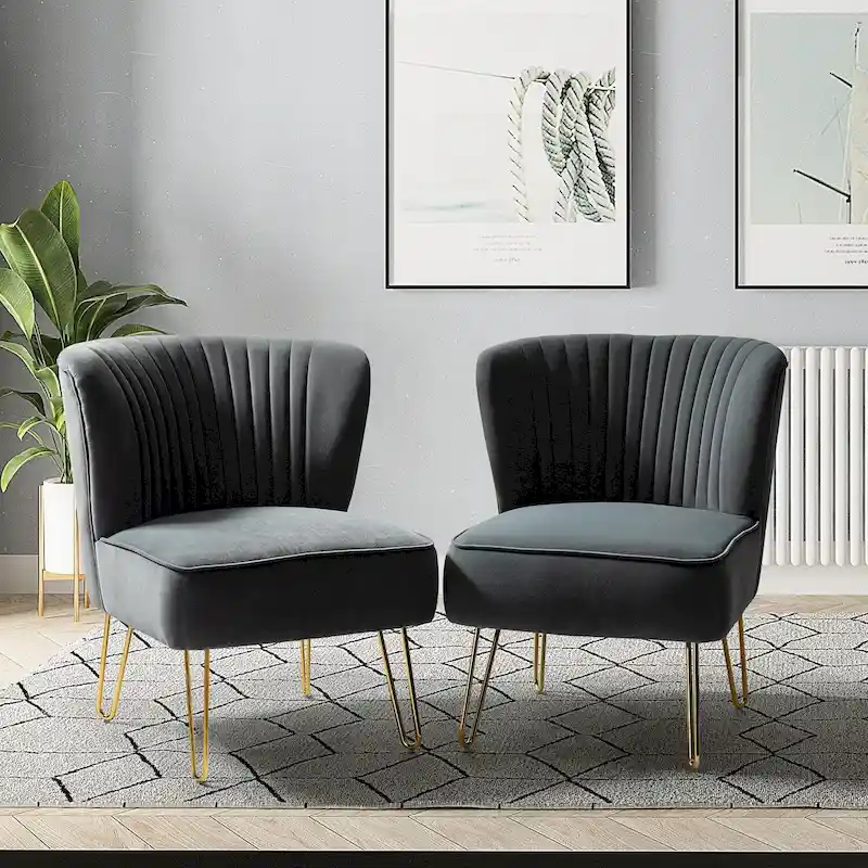 Barto Upholstered Side Chair with Tufted Back Set of 2 by HULALA HOME