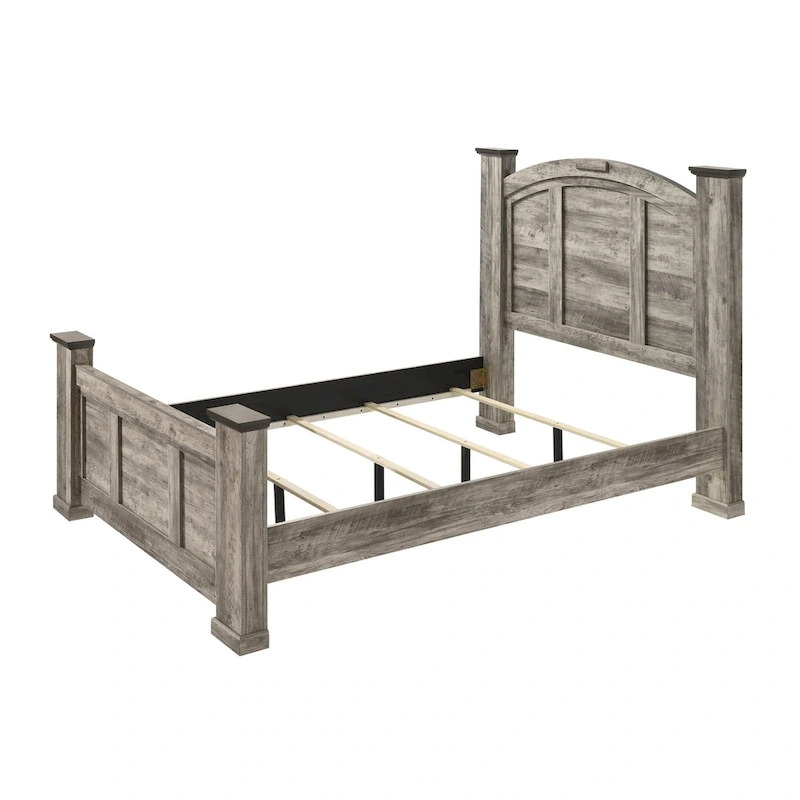 Aimon 5 Piece Gray Rustic Panel Bedroom Set