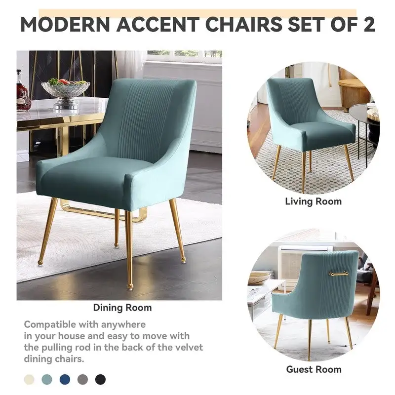 Upholstered Accent Chair Set of 2 with Rear Handle